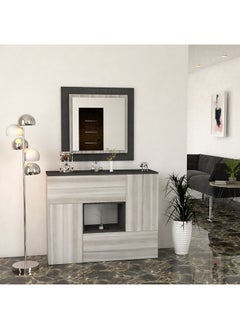 ستايلش هوم خزانة وطاولة مدخل ابيض ورمادي - MD01  - Image 1
