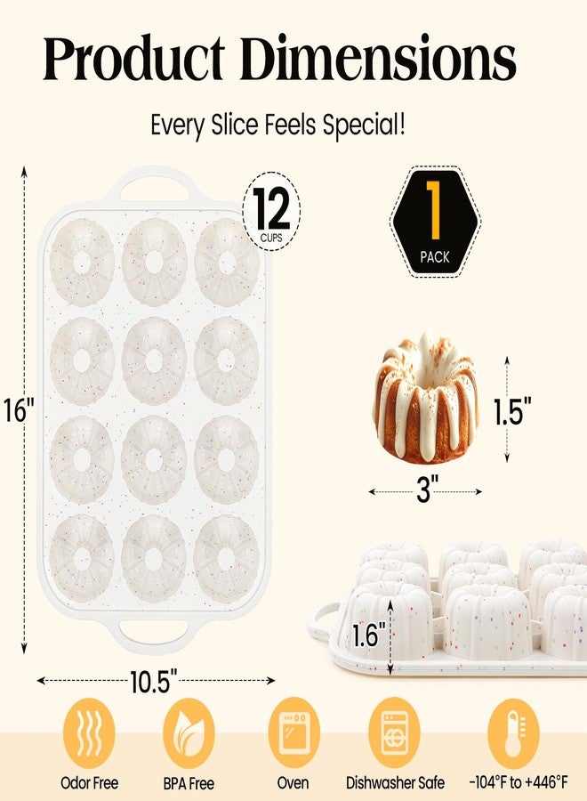 Vinino Silicone Mini Fluted Tube Cake Pans with Metal Reinforced Frame, 12-Cavity Mini Flan Molds, Non-stick Cupcakes Pans for Baking, Donuts, Muffins, Cornbread, Brownies, Jellies - Image 4