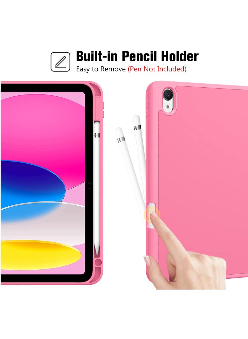 Procases iPad 10th Gen Case 2022 10.9 Inch Case Slim Stand Hard Back Protective Smart Cover with Pencil Holder Pink - Image 3