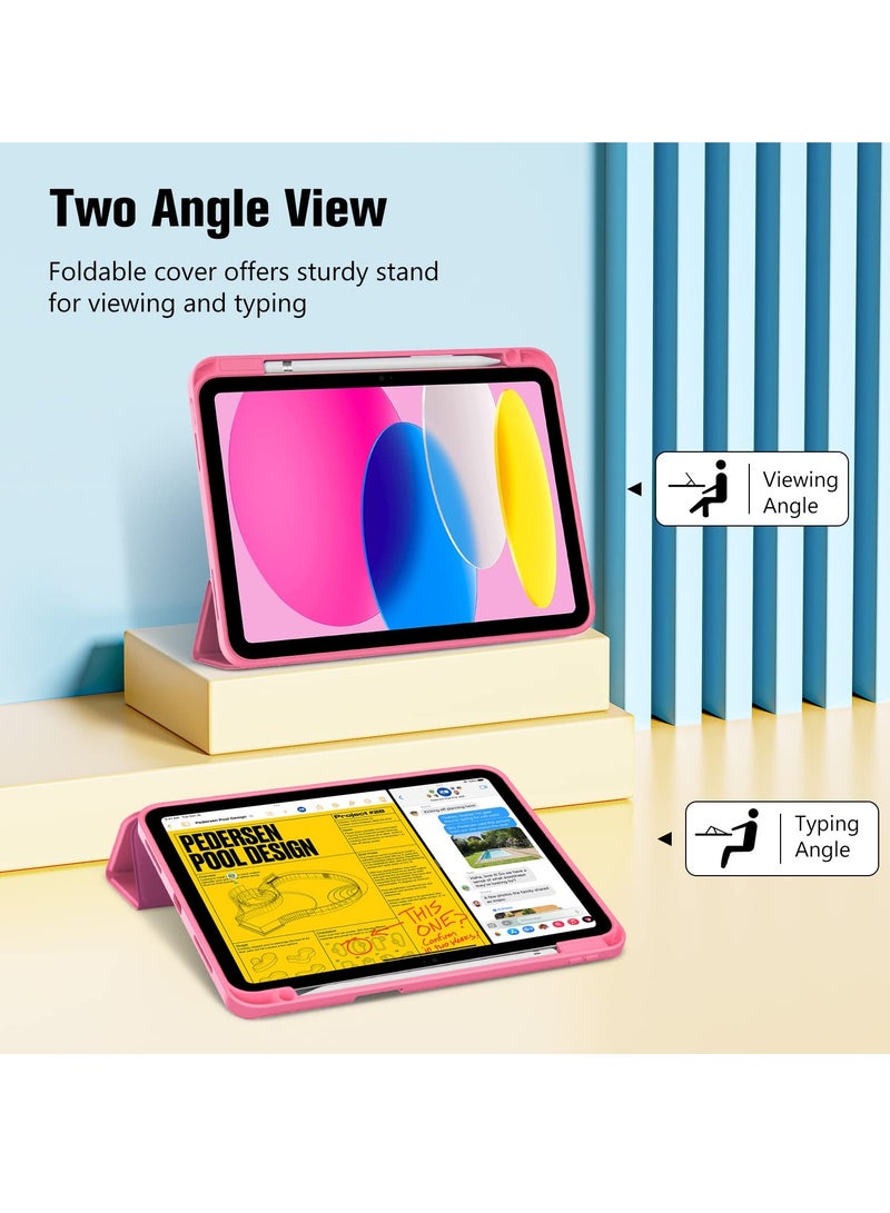 Procases iPad 10th Gen Case 2022 10.9 Inch Case Slim Stand Hard Back Protective Smart Cover with Pencil Holder Pink - Image 4