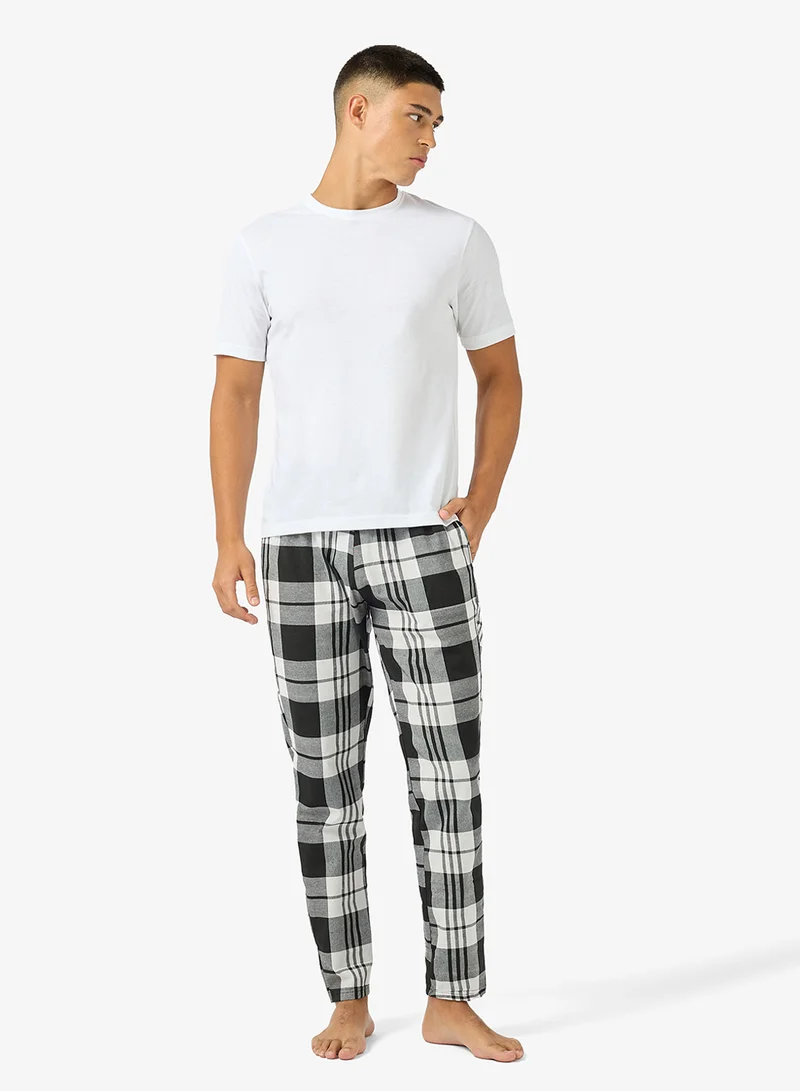Seventy Five  Essential Short Sleeve T-Shirt And Checked Pyjamas Set for Men | Best Price UAE