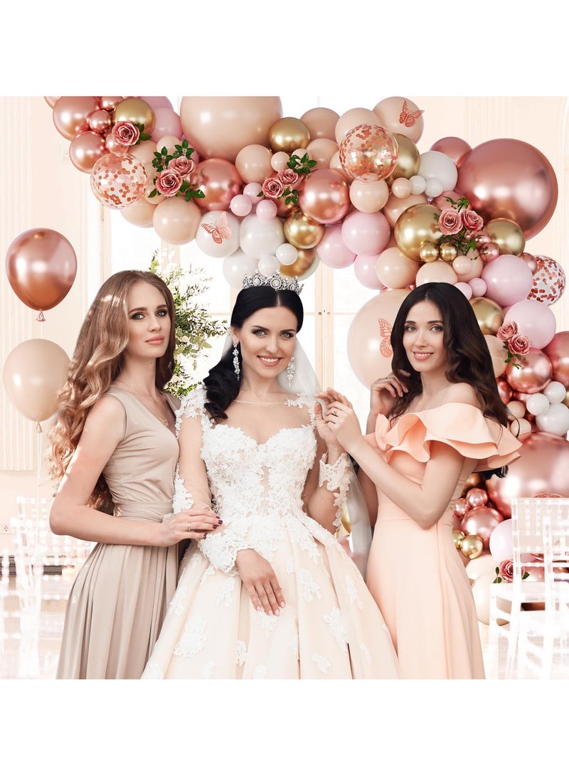 Rose Gold Balloons Garland Arch Kit, Rose Gold Birthday Decorations with Metallic Rose Gold Pearl White Nude Confetti Balloons for Women Birthday Wedding Baby Bridal Shower Party Decorations - Image 4