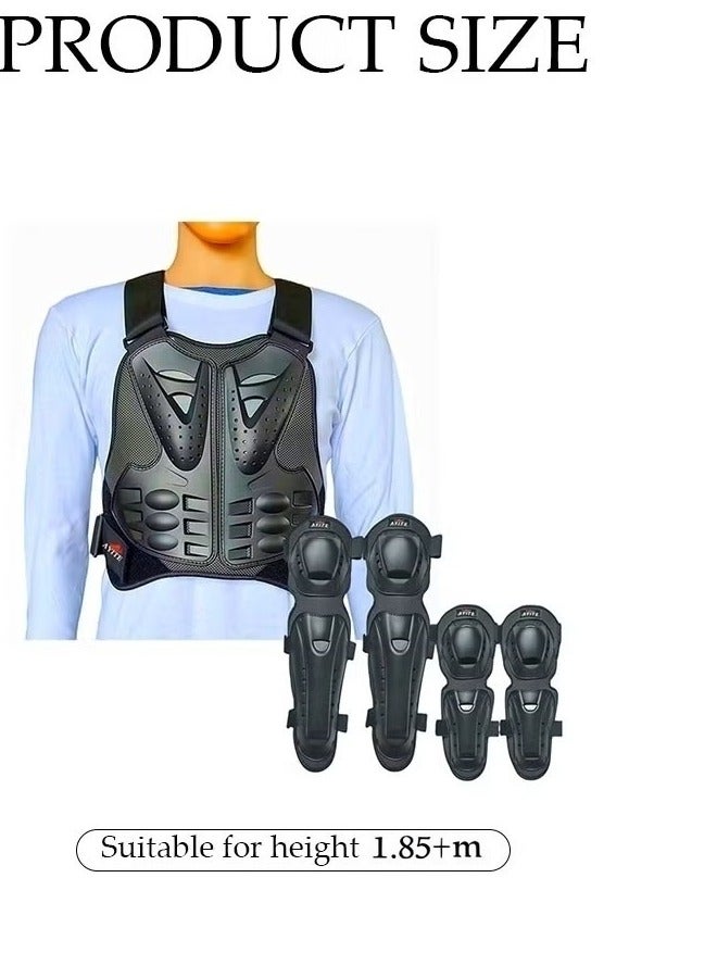 NANAO 5 Piece Adult Adjustable Motorcycle Armor Suit With Reflective Stripe,Mountain Bike Cyclecross Chest Protect Gear,Motorbike Protective Jacket With Chest Back Spine Armor Knee Elbow Protection Pad For Motocross Cycling Skateboarding,XL,Black - Image 2
