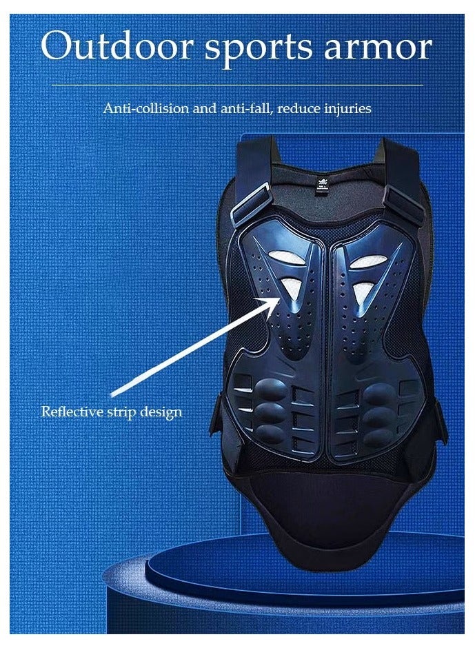 NANAO 5 Piece Adult Adjustable Motorcycle Armor Suit With Reflective Stripe,Mountain Bike Cyclecross Chest Protect Gear,Motorbike Protective Jacket With Chest Back Spine Armor Knee Elbow Protection Pad For Motocross Cycling Skateboarding,XL,Black - Image 3