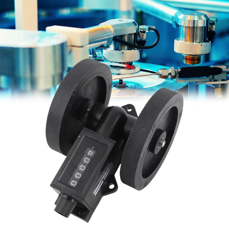 5 Digit Mechanical Length Measuring Tool Rolling Counter Wheel for Textile Plastic Film Leather 0 to 9999.9 Inch Yard Counter with Reset Mechanism - Image 3