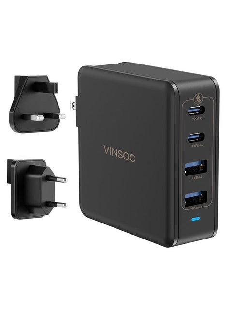 100W USB C Charger GaN Fast Charging USB C Adapter Multiple Ports USB Wall Charger Plug Compatible with iphone 15/14 Pro Max/iPhone 13/13 mini/13 Pro/13 Pro Max/12/Galaxy/Pixel 4/3 iPad/iPad mini