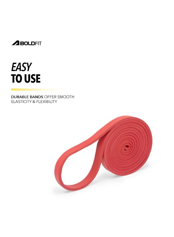 BOLDFIT شريط مقاومة ثقيل من المطاط الطبيعي لمجموعة تمارين وتمدّد، أشرطة سحب للتمارين المنزلية، للرجال والنساء، أشرطة مقاومة، أشرطة حلقة، أشرطة تنغيم، شريط مقاومة أحمر (7-15 كجم) - Image 3