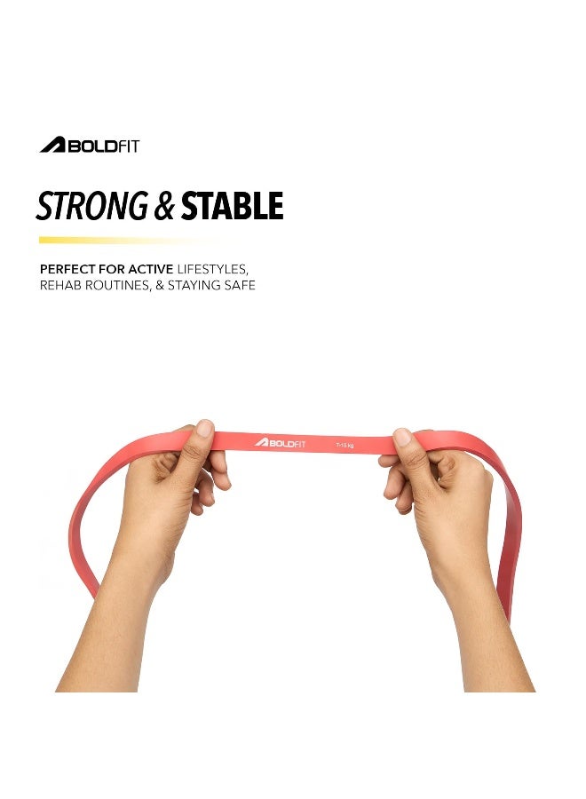BOLDFIT شريط مقاومة ثقيل من المطاط الطبيعي لمجموعة تمارين وتمدّد، أشرطة سحب للتمارين المنزلية، للرجال والنساء، أشرطة مقاومة، أشرطة حلقة، أشرطة تنغيم، شريط مقاومة أحمر (7-15 كجم) - Image 5