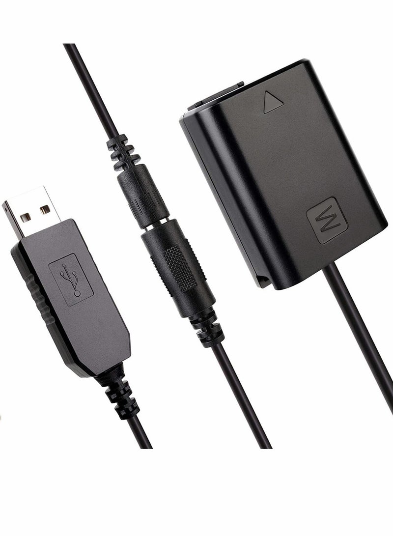SYOSI DC Coupler Replacement for NP-FW50 Dummy Battery Power Adapter with USB Cable A7 A7R A7S A7SII A6500 A6300 A6100 A6000 NEX5 DSC-RX10 II III IV - Image 2