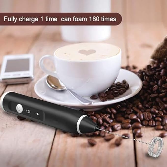 ELECDON خفاقة حليب كهربائية مع إمكانية إعادة الشحن عبر USB وضبط قوة ثلاث سرعات وفقاعات حليب 2 في 1 مثالية للقهوة واللاتيه والكابتشينو وخفق البيض مع هدية - Image 5