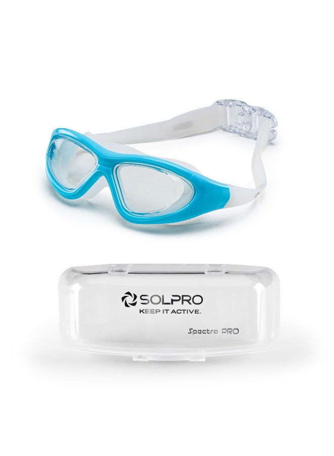 SOLPRO Spectra Pro Adult Swimming Goggles | Hydrodynamic Shape (Light Blue/White) - Image 1