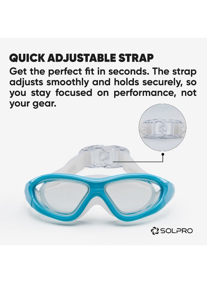 SOLPRO Spectra Pro Adult Swimming Goggles | Hydrodynamic Shape (Light Blue/White) - Image 3