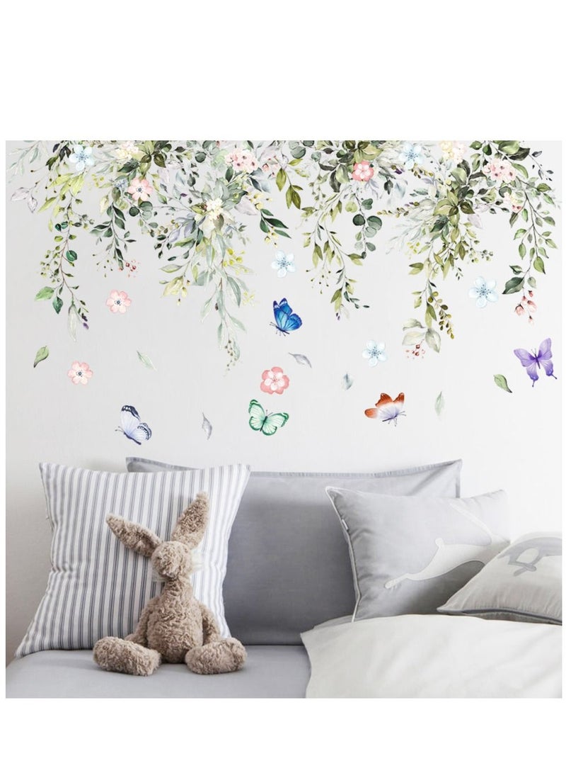 Bluejw ملصقات حائط ذاتية اللصق قابلة للإزالة بأوراق نباتية استوائية مثالية لزاوية غرفة النوم - Image 1