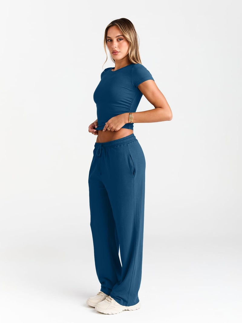 Trendy Queen Womens 2 Two Piece Set 2026 Summer Workout Beach Vacation Cruise Gym Clothes Spring Fashion Lounge Matching Sweatsuit Sweat Airport Travel Outfit Resort Wear Fitness Clothing - Image 3