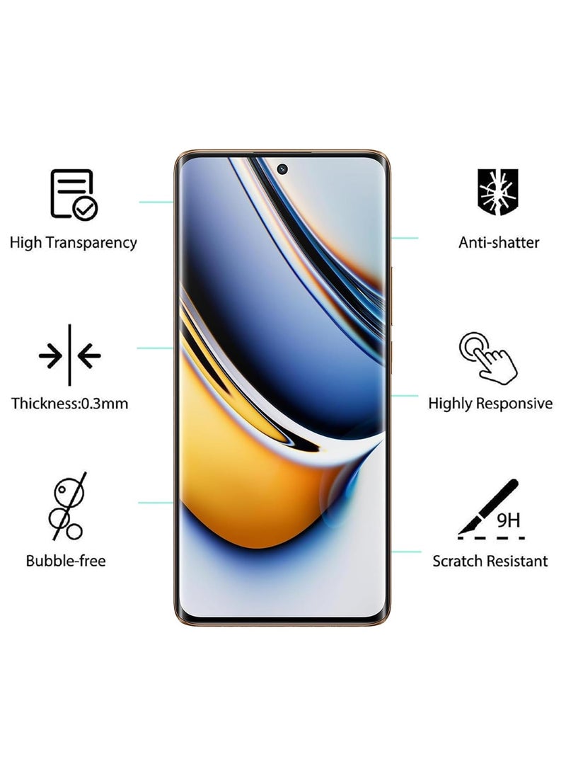 Screen Protector for Realme 11 Pro 5G/Realme 11 Pro+ 5G, 2 Pack 9H Hardness Anti-Scratch Tempered Glass for Realme 11 Pro Plus 5G with Full Coverage, Bubble Free and Touch Sensitive