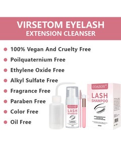 COAZON Lash Shampoo for Lash Extensions Eyelash Extension Cleanser Oil Free Foam Soap Lash Bath for Cluster Lashes Wash Oil Dust Care Lash Cleaning Kit with Rinse Bottle Brush  - Image 5