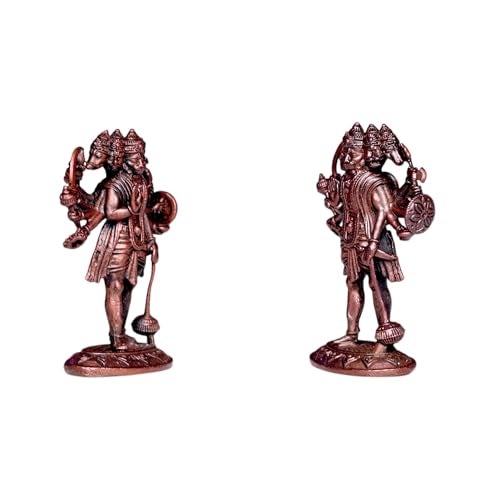 RAISOM Pure Handmade Copper Mini Panchmukhi Hanuman Ji Idol | Platina Antique Finish | Ideal for Home Temple, Car Dashboard, Gifting, Housewarming & Home Decor | Height: 5 cm, Weight: 40 Grams - Image 3