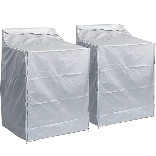 BlueStars 2PCS Washer and Dryer Covers For Topload and Frontload Machines Premium Outdoor Protection For Most Dryer Washer Cover W29x D28x H43 Silver - Image 1