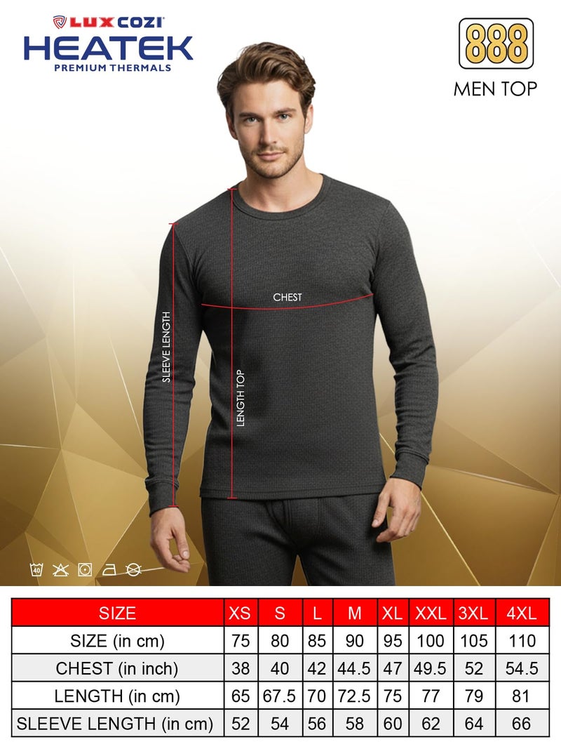 Lux Cozi HEATEK Men's Round Neck Black Thermal Top_HEATEK_888_FSO_BLK_75_1PC - Image 2