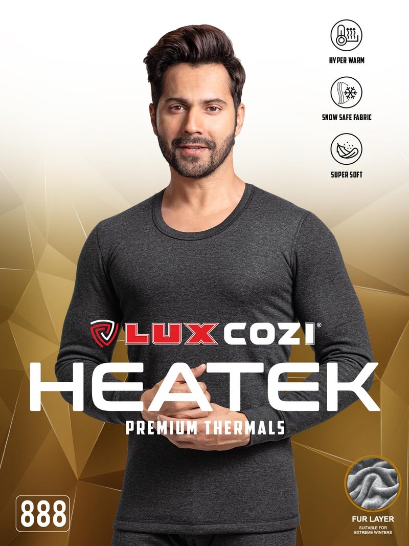 Lux Cozi HEATEK Men's Round Neck Black Thermal Top_HEATEK_888_FSO_BLK_75_1PC - Image 3