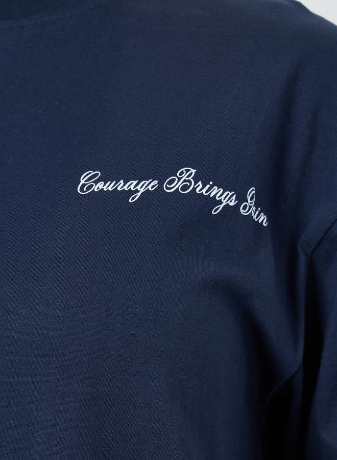 Styli Women Navy Blue Slogan Oversized T-Shirt - Image 4