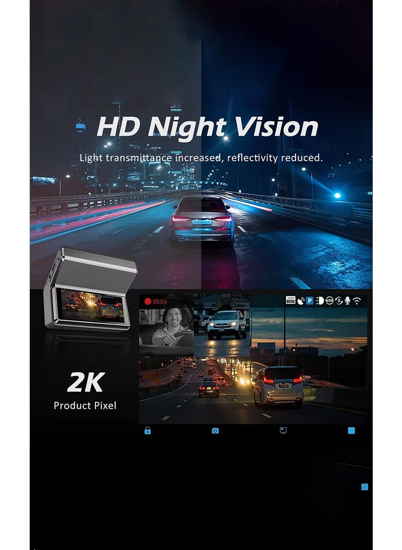 MR.SMART 2K Dash Cam for Cars with Built-in WiFi, HD Night Vision, 140° Wide Angle Lens, 24-Hour Parking Monitor, Loop Recording, G-Sensor, App Control, Front Dashboard Camera for Cars, SUVs & Trucks - Image 3