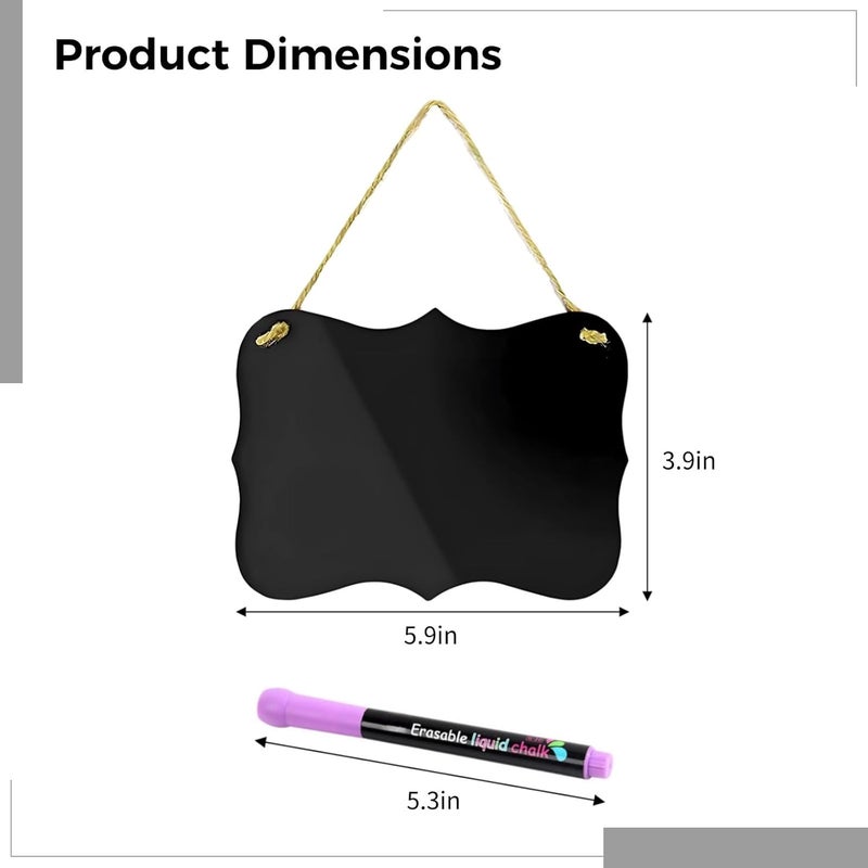 Generic Chalk Board Hanging Sign for Home Signs, 8 Colorful Liquid Chalk Markers, 12 Pcs Mini Chalkboard Set, Acrylic Desk and Wall Boards, Restaurant Menus, Party Decorations - Image 3