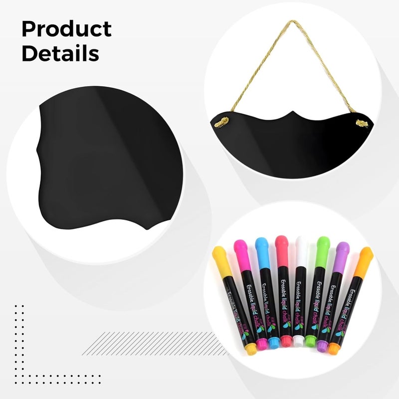 Generic Chalk Board Hanging Sign for Home Signs, 8 Colorful Liquid Chalk Markers, 12 Pcs Mini Chalkboard Set, Acrylic Desk and Wall Boards, Restaurant Menus, Party Decorations - Image 2
