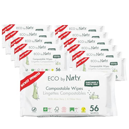 Eco by Naty Aloe Vera Baby Wipes – Plant Based Wipes, Compostable Baby and Newborn Hypoallergenic Wipes, Great for Baby Sensitive Skin (672 Count - 12 packs of 56) - Image 1