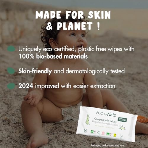 Eco by Naty Aloe Vera Baby Wipes – Plant Based Wipes, Compostable Baby and Newborn Hypoallergenic Wipes, Great for Baby Sensitive Skin (672 Count - 12 packs of 56) - Image 3
