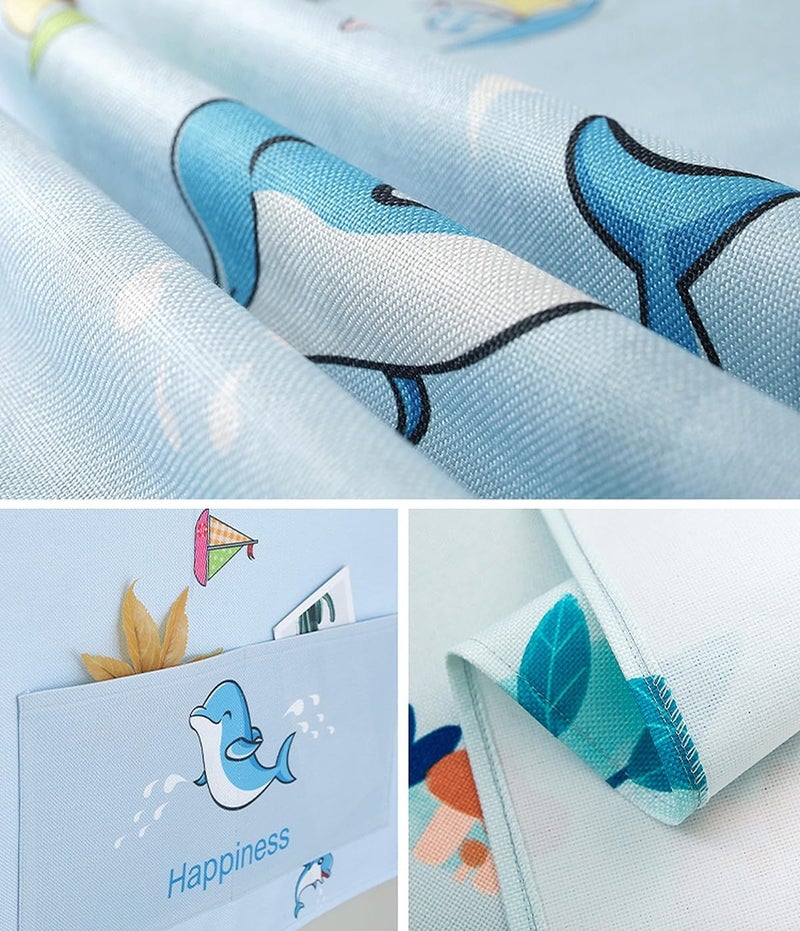 wolpin 1 Pc Top Single Door Fridge Cover | Waterproof Dust Protector with 2 Utility Pockets | Suitable for Microwave & Washing Machine | Happy Dolphins Print - Image 3