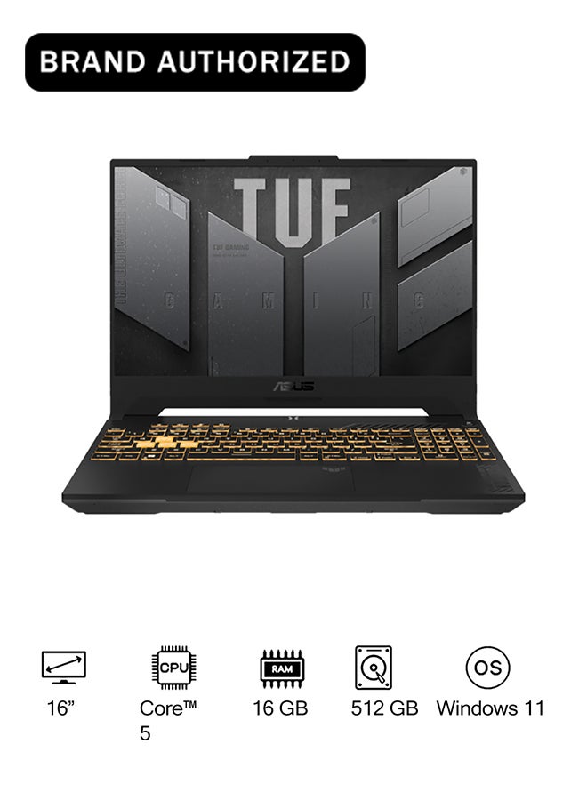 أسوس لابتوب TUF Gaming F16 بشاشة 16 بوصة بدقة Full HD (1920X1080)، مع معالج Intel Core 5 210H / 16GB RAM DDR5 / 512GB SSD / 6GB NVIDIA GeForce RTX 4050 للرسوميات / ويندوز 11 هوم - Image 1