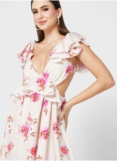 ELLA Ruffle Sleeve Printed Dress  - Image 3