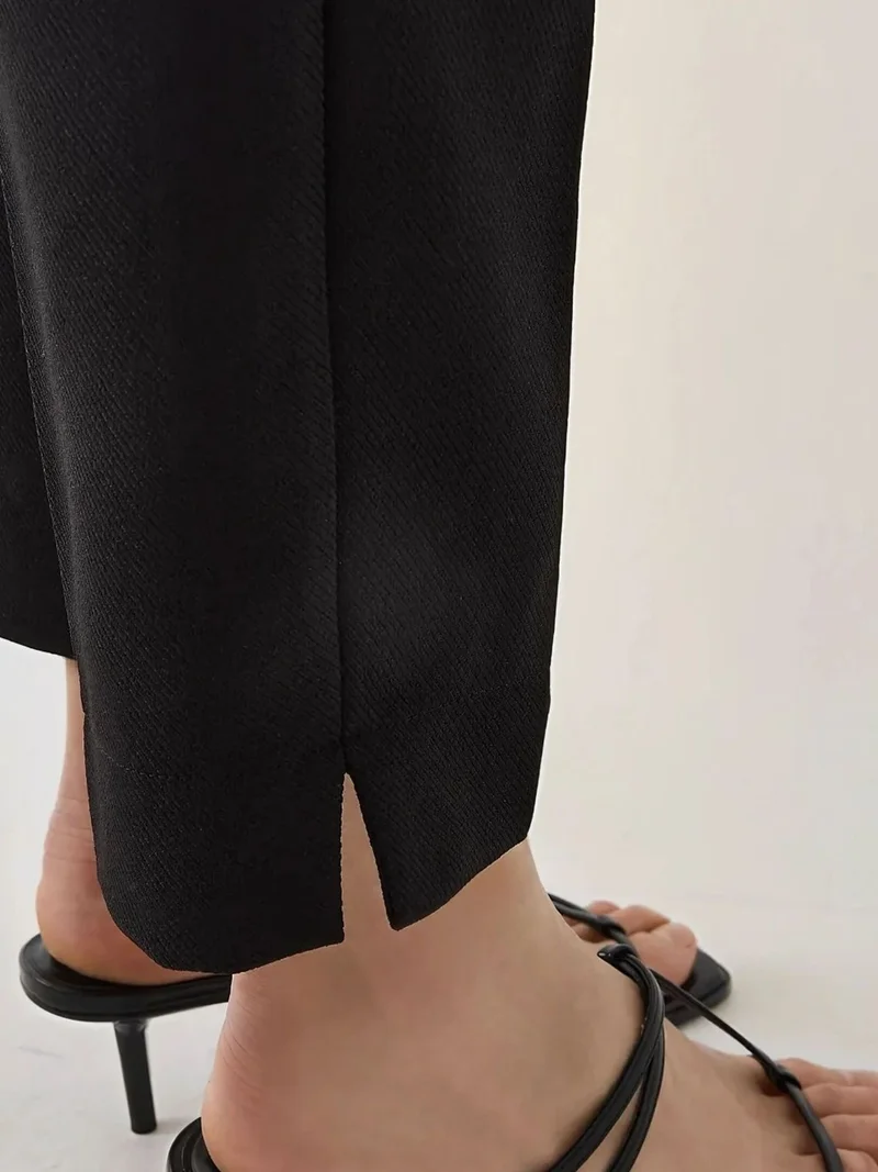 Hiccup Black High Waist Straight Leg Pants for Women | Best Price UAE