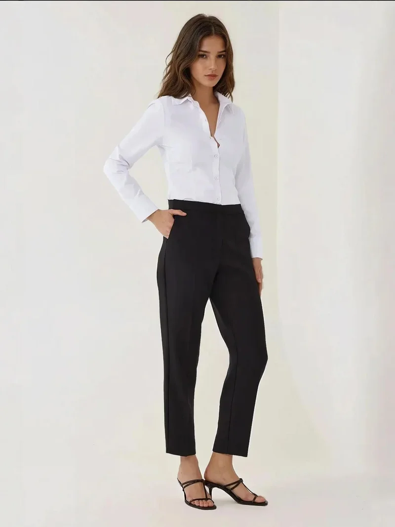 Hiccup Black High Waist Straight Leg Pants for Women | Best Price UAE