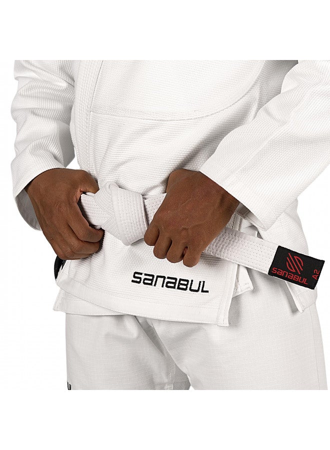 Sanabul  Sanabul BJJ Belt Men & Women | Brazilian Jiu Jitsu Belt with Ranking Stripes Sleeve Bar | Kids Jiu Jitsu Gi | IBJJF Approved (White,A1) - Image 3