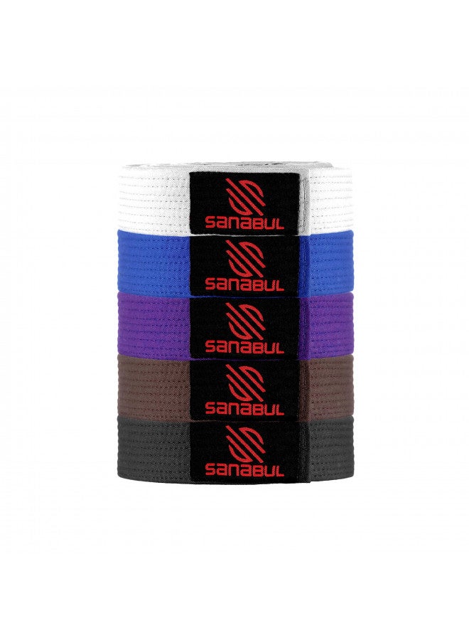 Sanabul  Sanabul BJJ Belt Men & Women | Brazilian Jiu Jitsu Belt with Ranking Stripes Sleeve Bar | Kids Jiu Jitsu Gi | IBJJF Approved (White,A1) - Image 1