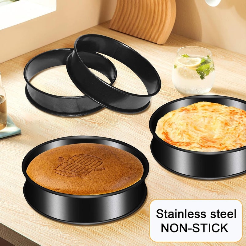 BaokiTook 6Pack 4" Black Stainless Steel Nonstick Egg Ring - English Muffin & Crumpet Rings - Round Metal Cooking Ring Molds (4-inch-6PCS) - Image 3
