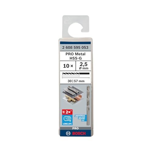 Bosch Professional Metal Drill Bits HSS-G With Diameter 2.5 mm, Working Length-30mm, Total Length - 57mm, Pack Of 10 - Image 3