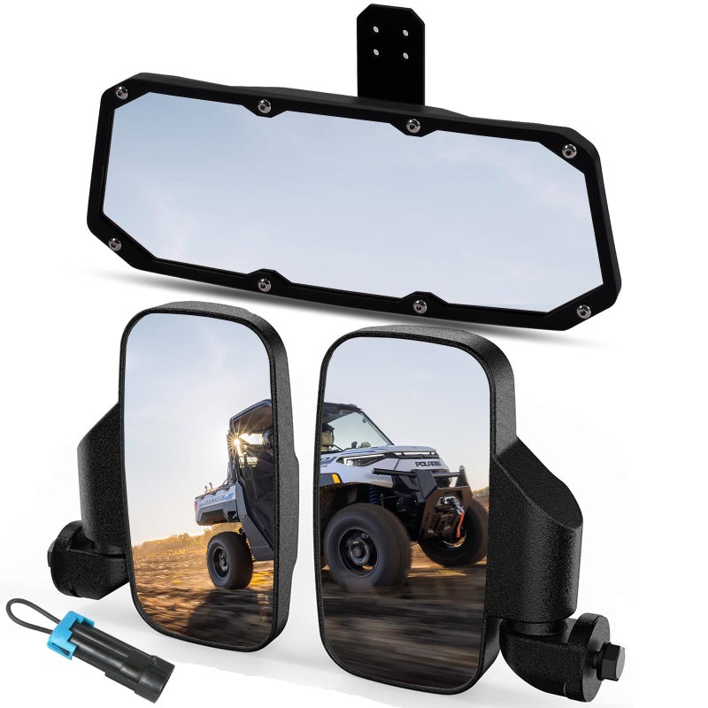 UTV Ranger Rear View Mirror And Side Mirrors Set Compatible With 20152024 Polaris Ranger 500 570 900 1000 XP Crew Accessories wProFit Profiled Tube UTV AccessoriesIncludes 1 PCS Seat Belt Bypass