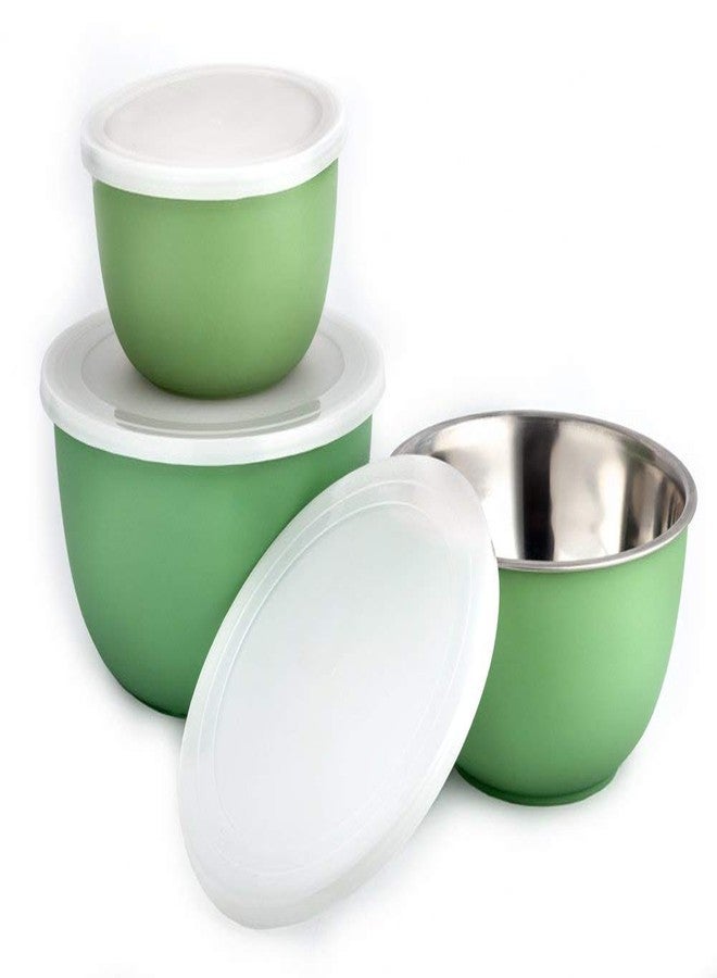 VAGMI Euro Oven Safe Stainless Steel Bowls with Lid(Green) - Image 1