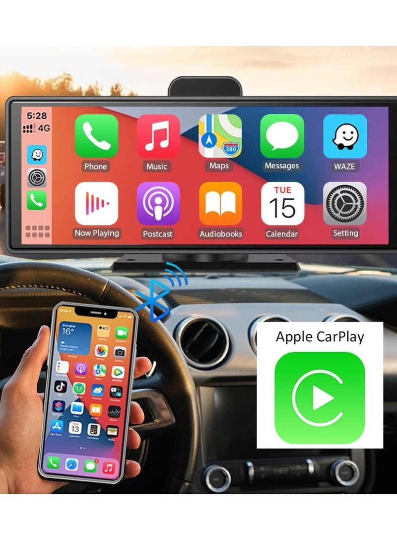 Generic 10.26 Portable Wireless CarPlay Stereo Touchscreen, Compatible with Bluetooth Hands-Free/GPS Navigation/Voice Control for All Vehicles - Image 1