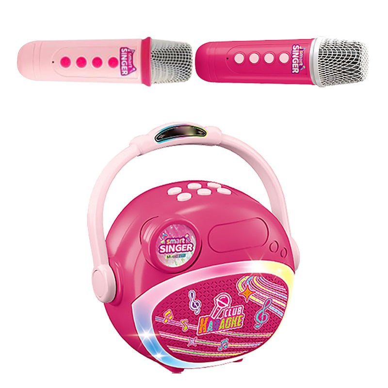 آلة كاريوكي محمولة وردية اللون مع ميكروفونين لاسلكيين مزدوجين للحفلات المنزلية والهواء الطلق - Image 4