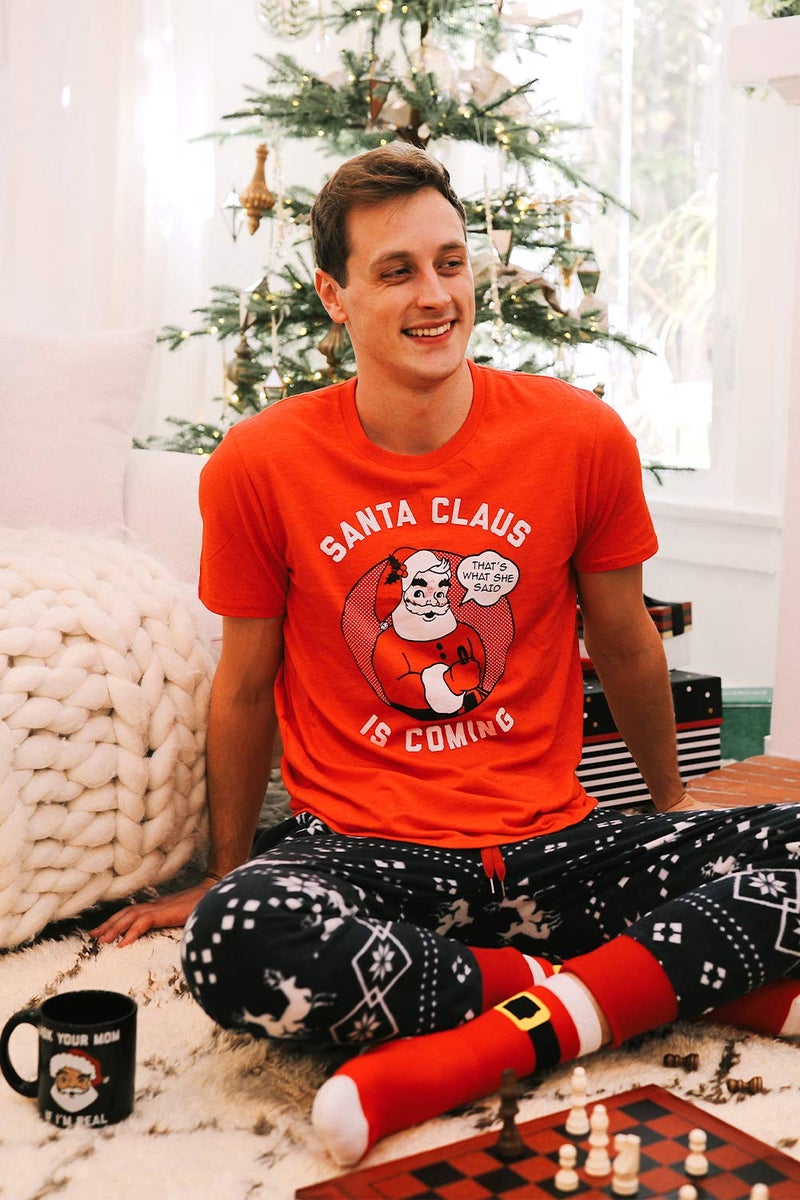 Tipsy Elves Mens Santa Claus Is Coming Tee Christmas T Shirt, Red ,Medium - Image 5