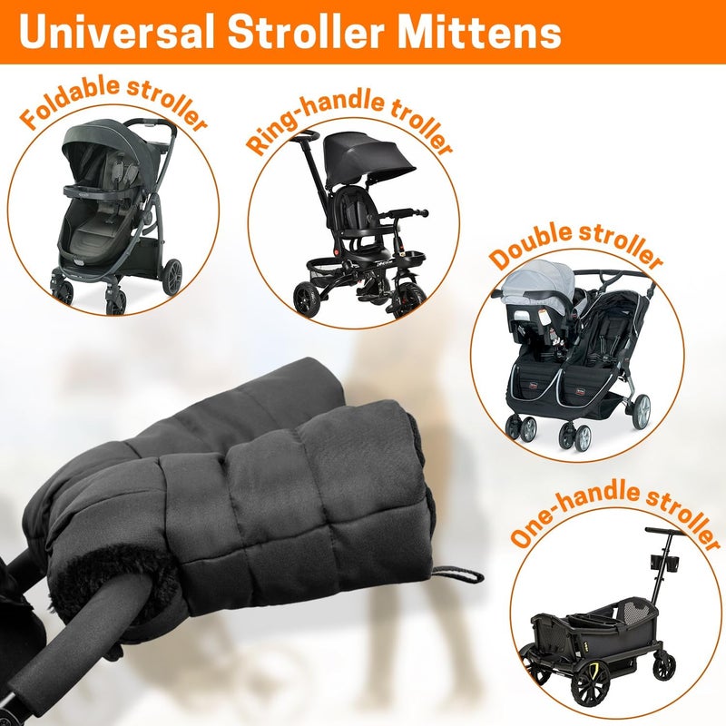 Aurya Stroller Gloves Universal Stroller Warmmuffs Winter AntiFreeze Warm Mittens for Pram Stroller Pushchair Handbar - Image 4