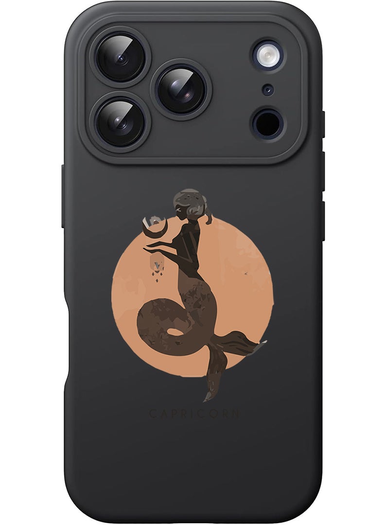 Theodor Protective Slim Fit Case Liquid Silicone Cover with Full Body Protection Anti-Scratch Shockproof Case For Apple iPhone 17 Pro Max (Black) Capricorn - Image 1