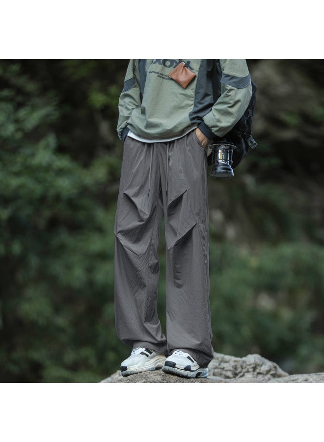 Maybeyond Men's Cargo Pants, Spring And Autumn Outdoor Straight-leg Trousers, American-style Sports Casual Pants For Men, Ma93 Dark Gray 3XL - Image 2