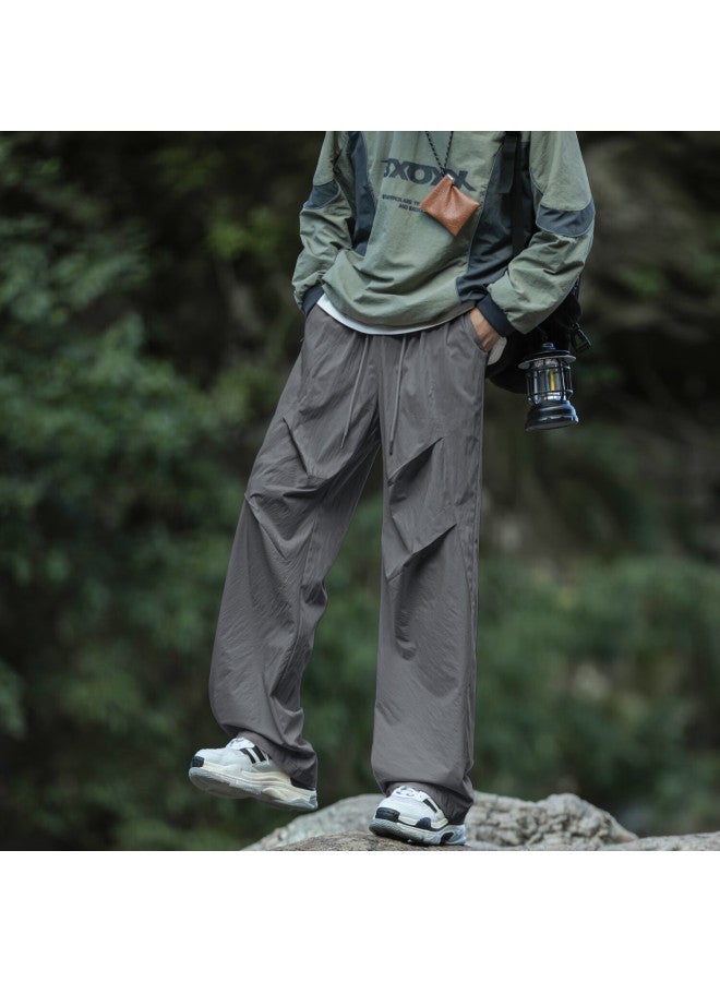 Maybeyond Men's Cargo Pants, Spring And Autumn Outdoor Straight-leg Trousers, American-style Sports Casual Pants For Men, Ma93 Dark Gray 3XL - Image 1
