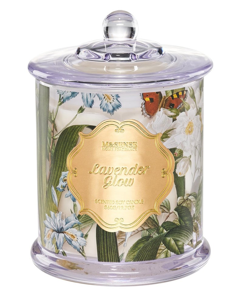 M&SENSE Lavender Candles for Home Scented, Organic Soy Candles with Natural Essential Oil, Relaxing Aromatherapy Candles for Bath Spa Meditation, 2 Wick 12.7oz Large Candle 75 Hour Long Lasting - Image 1