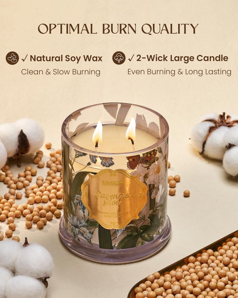 M&SENSE Lavender Candles for Home Scented, Organic Soy Candles with Natural Essential Oil, Relaxing Aromatherapy Candles for Bath Spa Meditation, 2 Wick 12.7oz Large Candle 75 Hour Long Lasting - Image 4